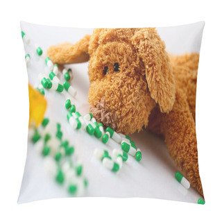 Personality  Teddy Bear Lie With Big Pile Of Tablets Pillow Covers