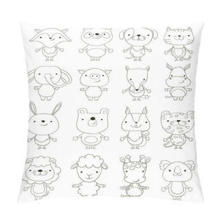 Personality  Set Of Cute Cartoon Animals Outlines. Vector Pillow Covers