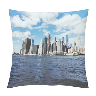 Personality  MANHATTAN, NEW YORK, USA - OCTOBER 8, 2018: Beautiful View Of Manhattan And Atlantic Ocean, New York, Usa Pillow Covers