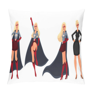 Personality  Superhero Woman In Cape And Business Suit Pillow Covers