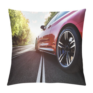 Personality  Red Sport Car On The Asphalt Road Pillow Covers