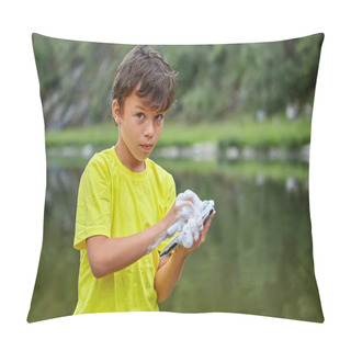 Personality  Young Vandal Washes A Parent Smartphone. Pillow Covers