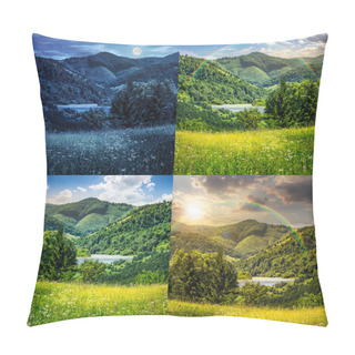 Personality  Pine Trees Near Meadow In Mountains Pillow Covers