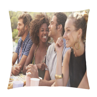 Personality  Friends Sitting At A Table By The Sea  Pillow Covers