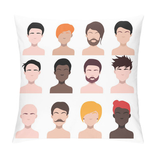 Personality  Large Set Of Black Hair Styling Icons For Women And Men. Vector Illustration  Pillow Covers