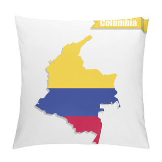 Personality  Columbia Map With Flag Inside And Ribbon Pillow Covers