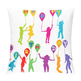 Personality  Happy Birthday Message With Children Pillow Covers