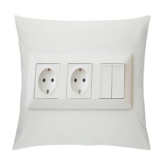 Personality  Power Sockets Near Switch On White Wall Pillow Covers