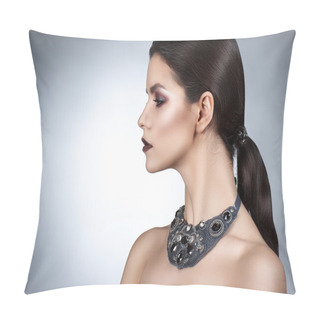 Personality  Style Woman Portrait Perfect Face, Professional Make. Fashion Mouse With Big Ears. Fashion Art Photo. Pillow Covers
