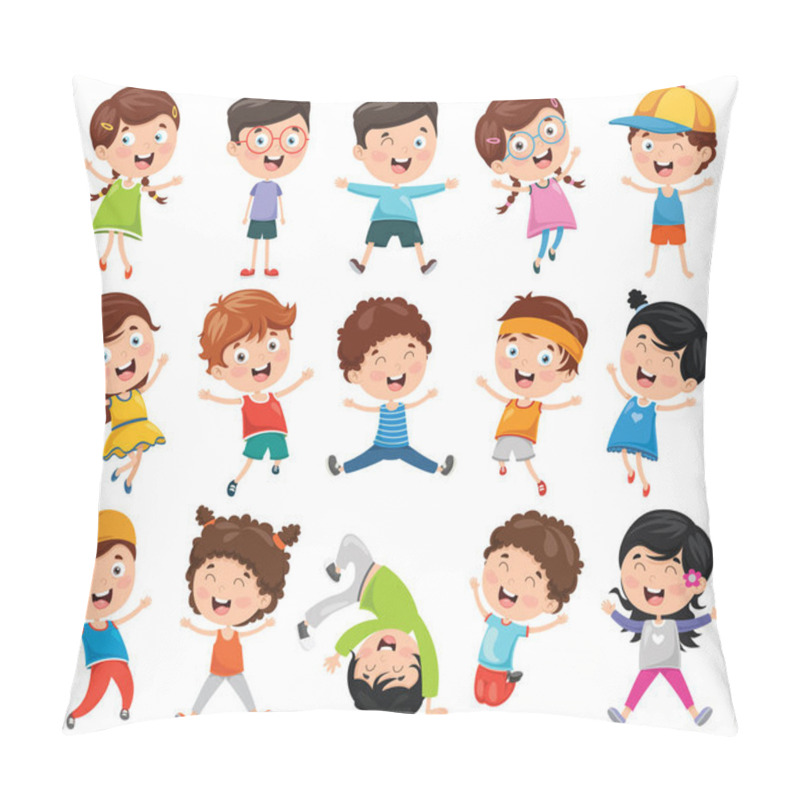 Personality  Vector Illustration Of Cartoon Children pillow covers