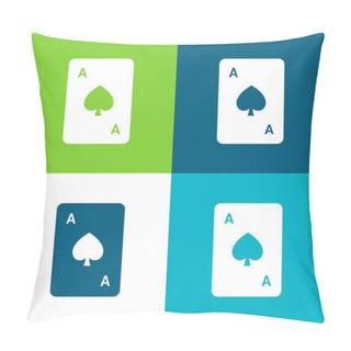 Personality  Ace Of Spades Flat Four Color Minimal Icon Set Pillow Covers