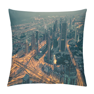 Personality  Dubai Downtown Night Scene With City Lights Pillow Covers