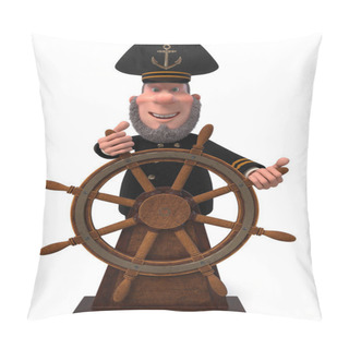 Personality  3d Illustration Sea Captain With The Wheel Pillow Covers