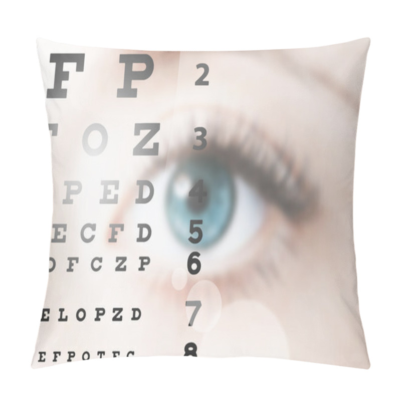 Personality  Close Up Image Of Human Eye Through Eye Chart Pillow Covers
