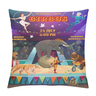 Personality  Acrobats And Animals Performing, Circus Arena Pillow Covers