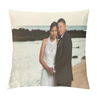 Personality  Portrait Of Young Hispanic Married Couple Pillow Covers