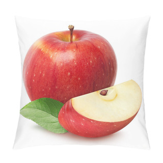 Personality  Isolated Apples. Whole Red Apple Fruit With Slice (cut) Isolated On White With Clipping Path Pillow Covers
