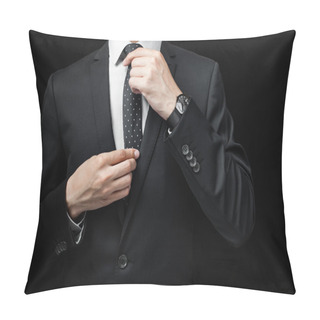 Personality  Man In Suit On A Black Background Pillow Covers