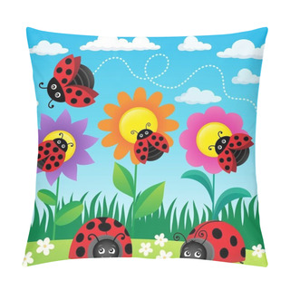 Personality  Stylized Ladybugs Theme Image 6 Pillow Covers