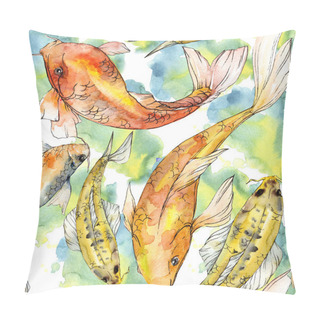 Personality  Watercolor Aquatic Underwater Colorful Tropical Fish Set. Red Sea And Exotic Fishes Inside: Golden Fish. Aquarelle Elements For Background, Texture, Wrapper Pattern. Pillow Covers