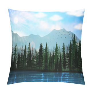 Personality  Mountain Landscape With Lake Background Pillow Covers