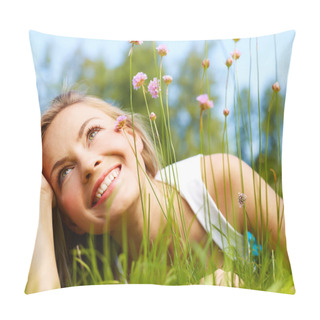 Personality  Girl In A Grass (medium Format Image) Pillow Covers