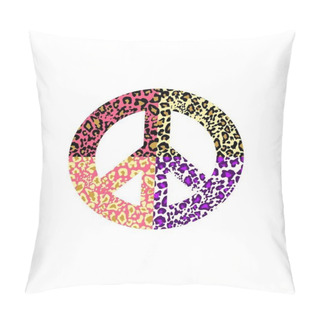 Personality  Peace Symbol With Leopard Print Isolated On White Background. Fashion Design For T-shirt, Bag, Poster, Scrapbook Pillow Covers