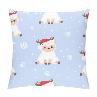 Personality  Cute Lamb Pattern For Christmas Background. Christmas Background Illustration Pillow Covers