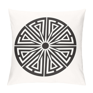 Personality  Sacred Geometry. Stylized Compass Of Vikings. Wind Rose. Secret Symbol Of Geometry. Alchemy, Astronomy, Astrology Of Celts. Black Ethnic Totemic Geometric Tattoo. Vector Illustration.  Pillow Covers