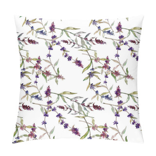 Personality  Purple Lavender Floral Botanical Flowers. Wild Spring Leaf Wildflower. Watercolor Illustration Set. Watercolour Drawing Fashion Aquarelle. Seamless Background Pattern. Fabric Wallpaper Print Texture. Pillow Covers