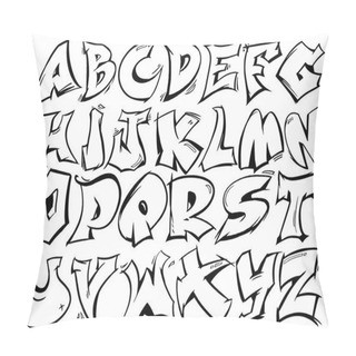 Personality  English Alphabet From A To Z In Graffiti Style Vector Graphic. Pillow Covers