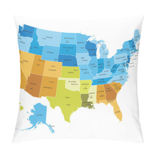 Personality  USA Map With Names Of States Pillow Covers