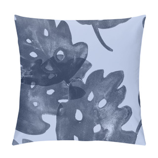 Personality  Cool Watercolor Monstera Leaves Seamless Tropical Pattern. Gray Scale Trendy Jungle Background. Hipster Retro Vintage Seamless Watercolor Tropical Monstera Leaves. Monochrome Bohemian Textile Pattern Pillow Covers