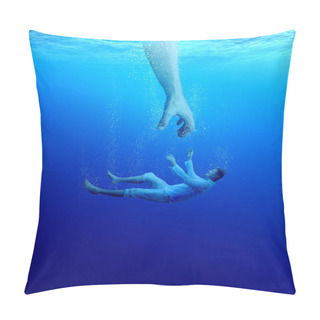Personality  God Hand Is Stretching Towards Man Sinking Down To Save Him-Christian Concept Pillow Covers