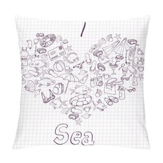 Personality  Sea Card With Heart Pillow Covers