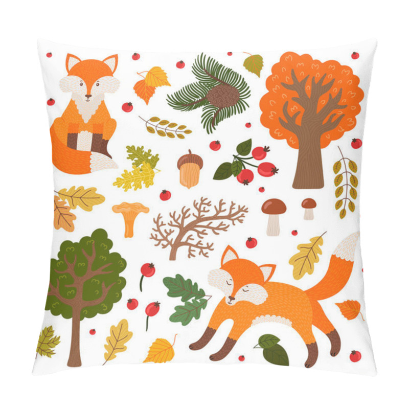 Personality  Cute foxes in the fores set of objects pillow covers