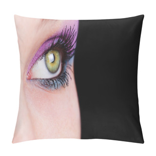 Personality  Closeup On Eye With Beautiful Makeup Pillow Covers