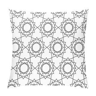 Personality  Vector Modern Seamless Sacred Geometry Pattern Floral, Black And White Abstract Geometric Background, Trendy Print, Monochrome Retro Texture, Hipster Fashion Design Pillow Covers