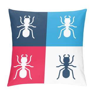 Personality  Ant Blue And Red Four Color Minimal Icon Set Pillow Covers