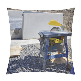Personality  Table Saw With Saw Blade At A Construction Site Pillow Covers