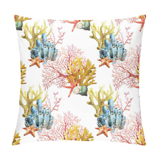 Personality  Watercolor Corals Set And Ocean Sponge Pillow Covers