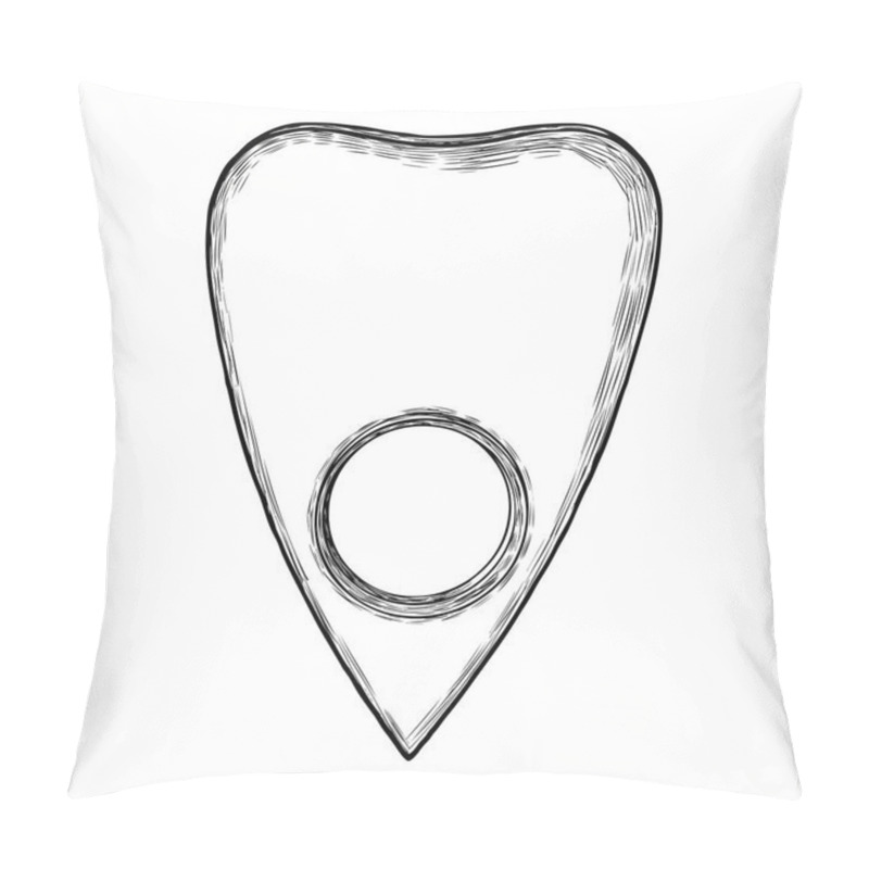 Personality  Hand drawn divination board planchette isolated blank. Stylized  pillow covers