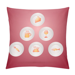 Personality  A Vector Illustration Of Different Food Icons Pillow Covers