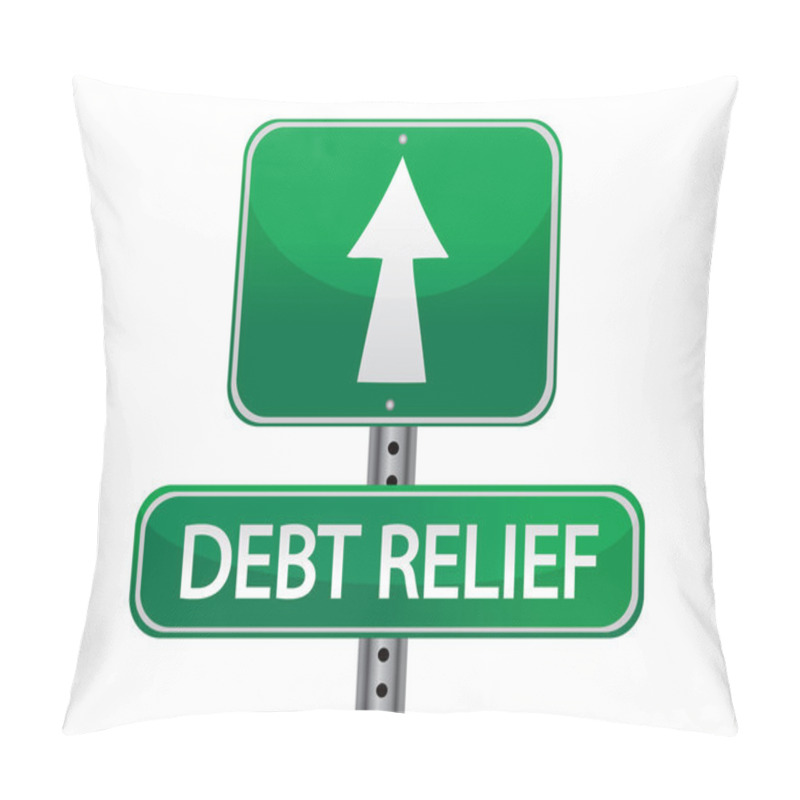 Personality  Debt relief street sign concept isolated over a white background pillow covers