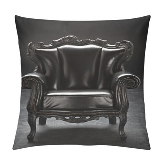 Personality  Old Black Chair, Upholstered In Leather, Isolated On A Black Bac Pillow Covers