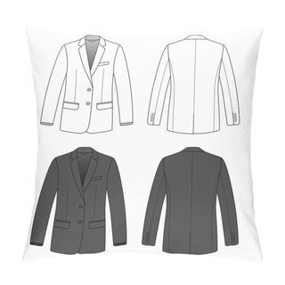 Personality  Front, Back And Side Views Of Blank Blazer. Pillow Covers