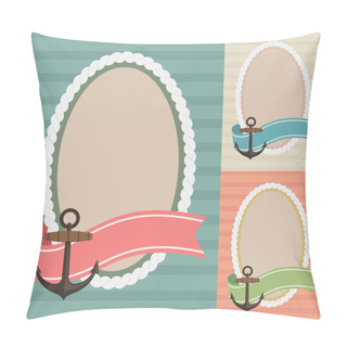 Personality  Frame With Ribbon And Anchor Pillow Covers