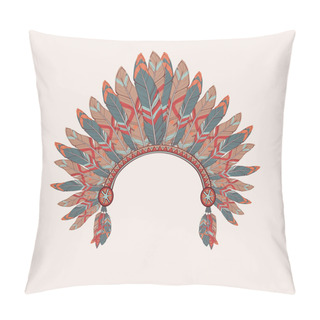 Personality Vector Colorful Illustration Of Native American Indian Chief Hea Pillow Covers