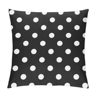 Personality  White Polka Dots On Black Textured Fabric Background Pillow Covers