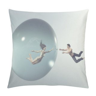 Personality  Woman Floats  In A Bubble  Pillow Covers